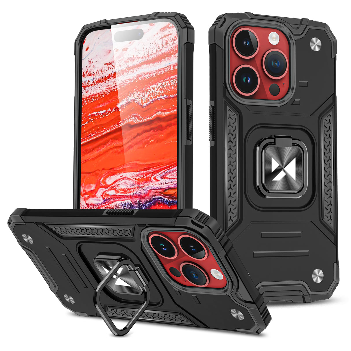 Capa blindada com suporte para dedo para iPhone 15 Pro Wozinsky Ring Armor - preta