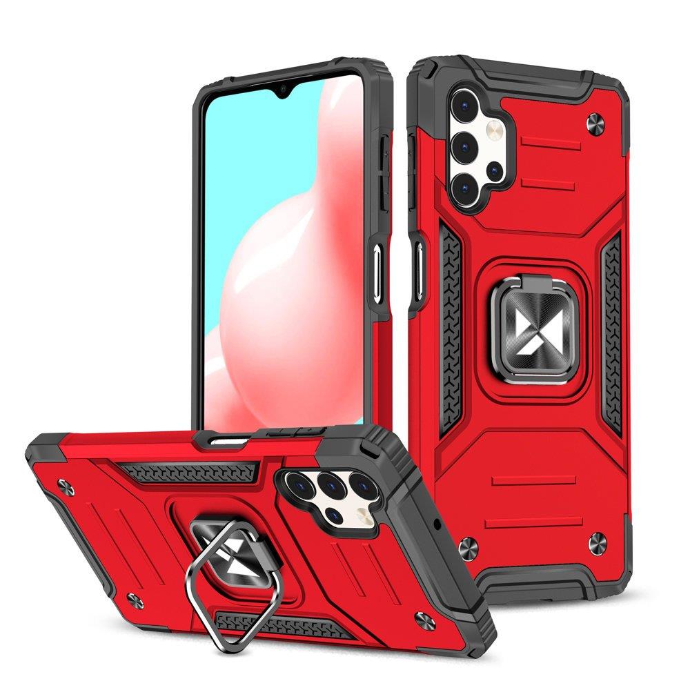 Capa híbrida blindada Wozinsky Ring Armor + suporte magnético para Samsung Galaxy A73 vermelho