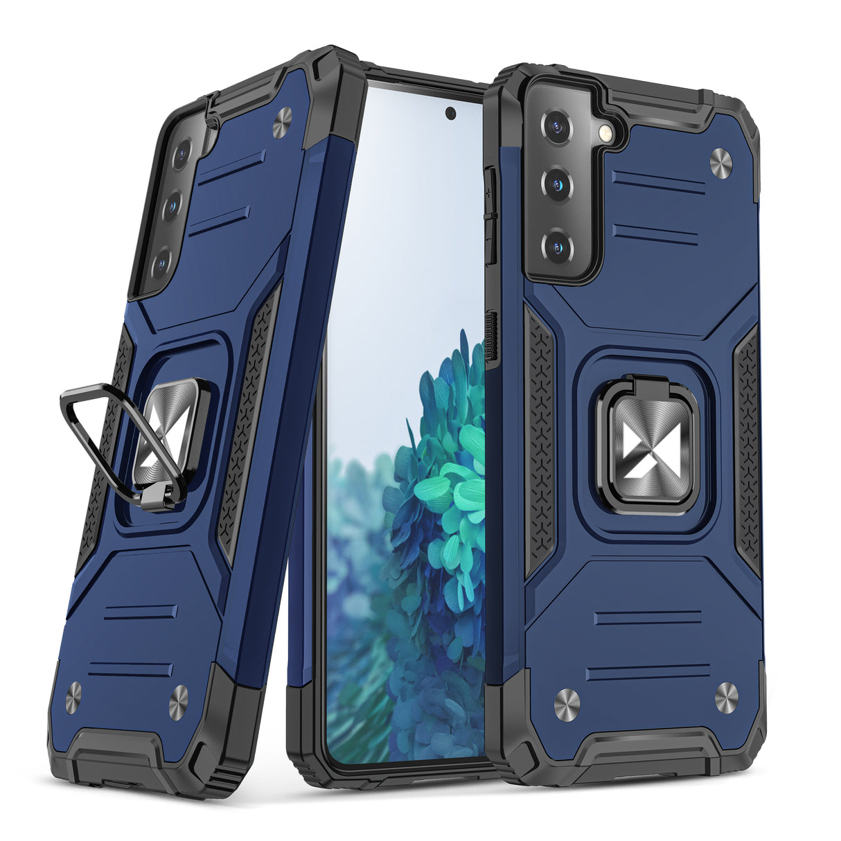 Capa híbrida blindada Wozinsky Ring Armor + suporte magnético para Samsung Galaxy S22 azul