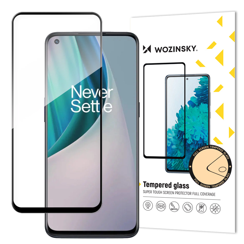 Wozinsky super resistente vidro temperado Full Glue para tela inteira com moldura Case Friendly para OnePlus Nord N10 5G preto