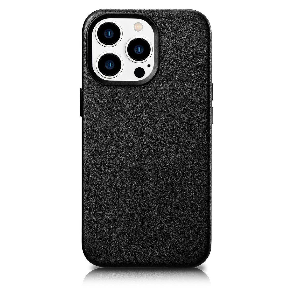 Capa de Couro iCarer para iPhone 14 Pro Max preta, em couro natural (WMI14220708-BK) (compatível com MagSafe)
