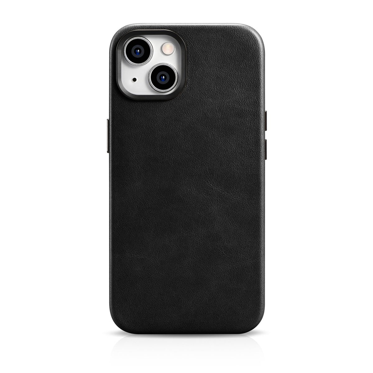 Caso de Couro Premium com Cera de Óleo iCarer, capa de couro para iPhone 14 magnética com MagSafe preta (WMI14220701-BK)