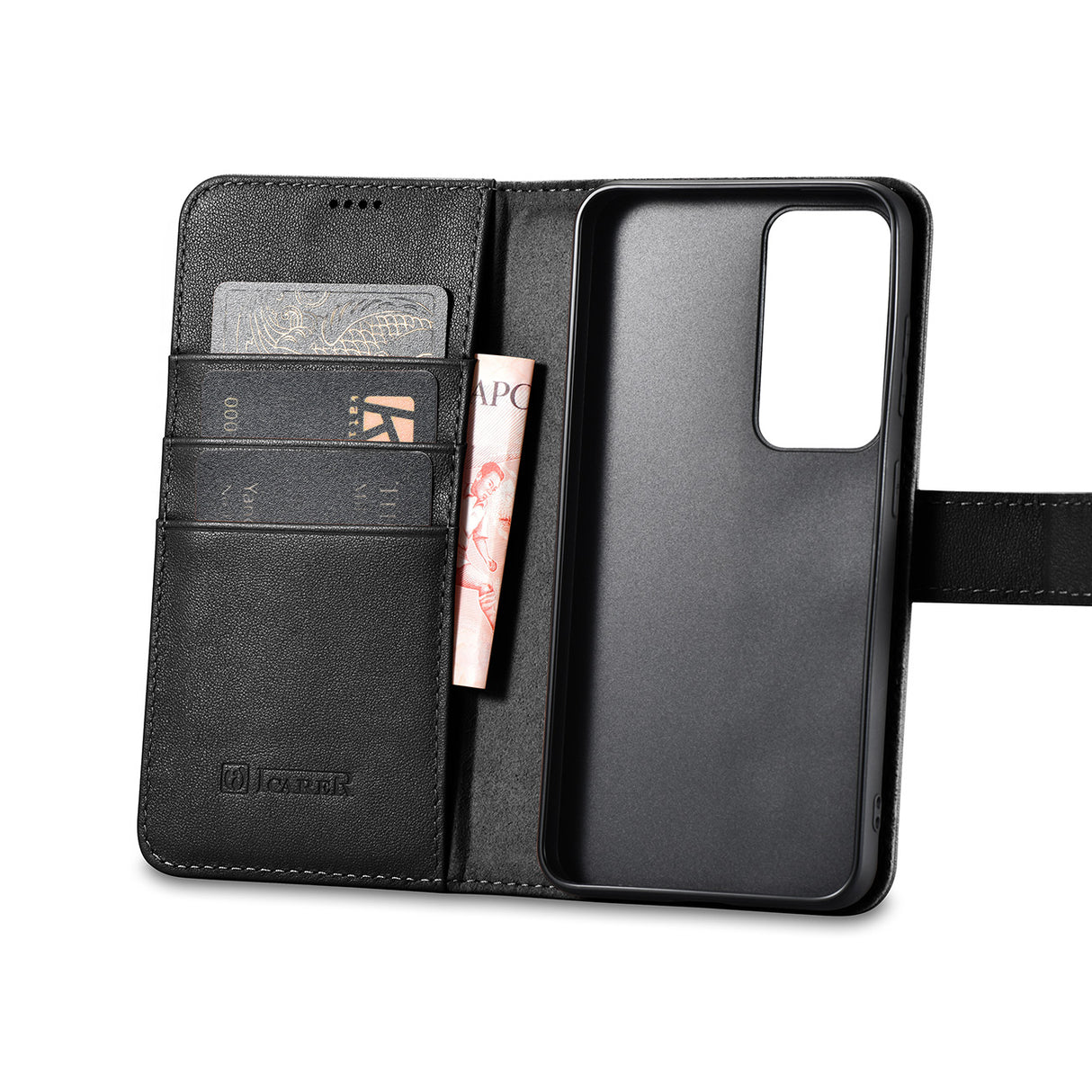 iCarer Wallet Case capa carteira de couro para Samsung Galaxy S23 preta