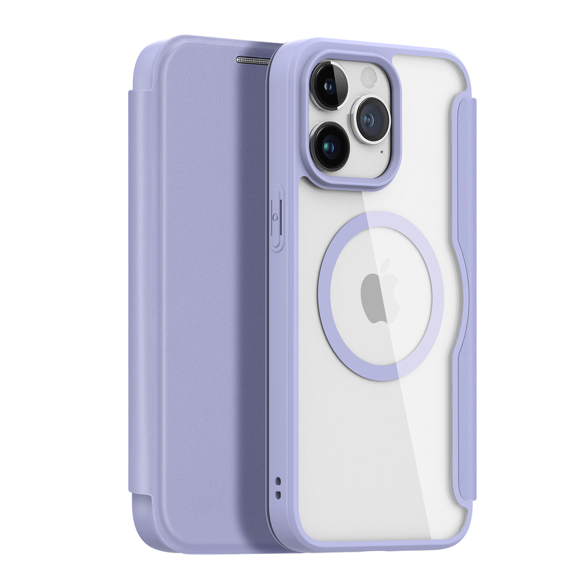 Capa magnética MagSafe com aba para iPhone 15 Pro Max Dux Ducis Skin X Pro - roxa
