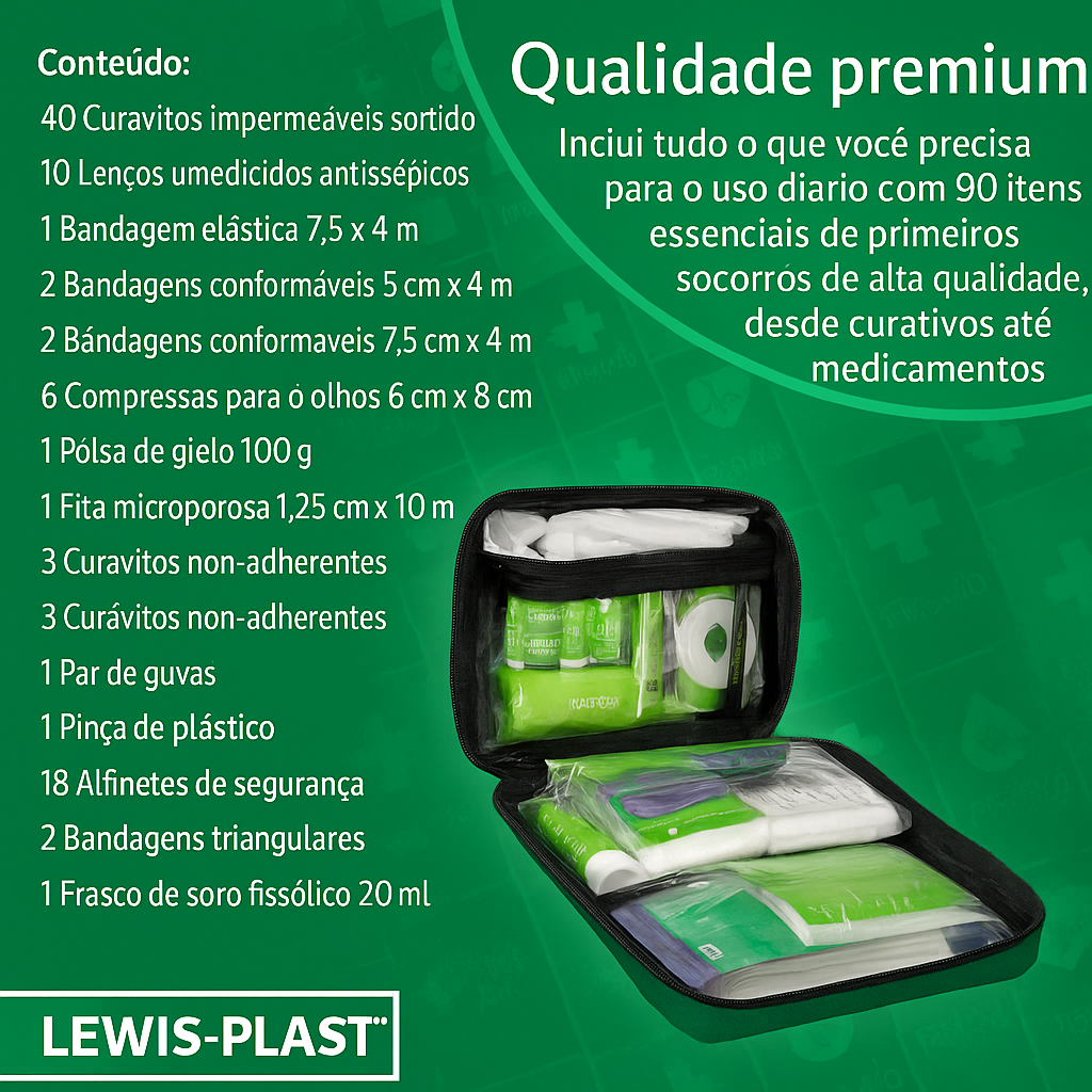 Kit de Primeiros Socorros Completo com 90 Itens