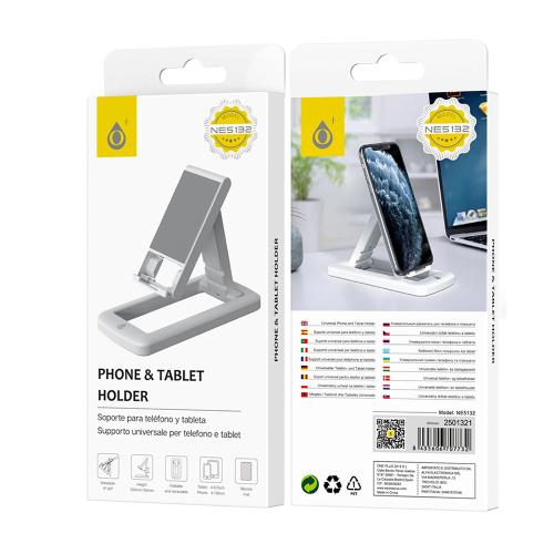 Suporte Universal para Telemóveis e Tablets 4" a 9,7" Ajustável e Dobrável Branco NE5132