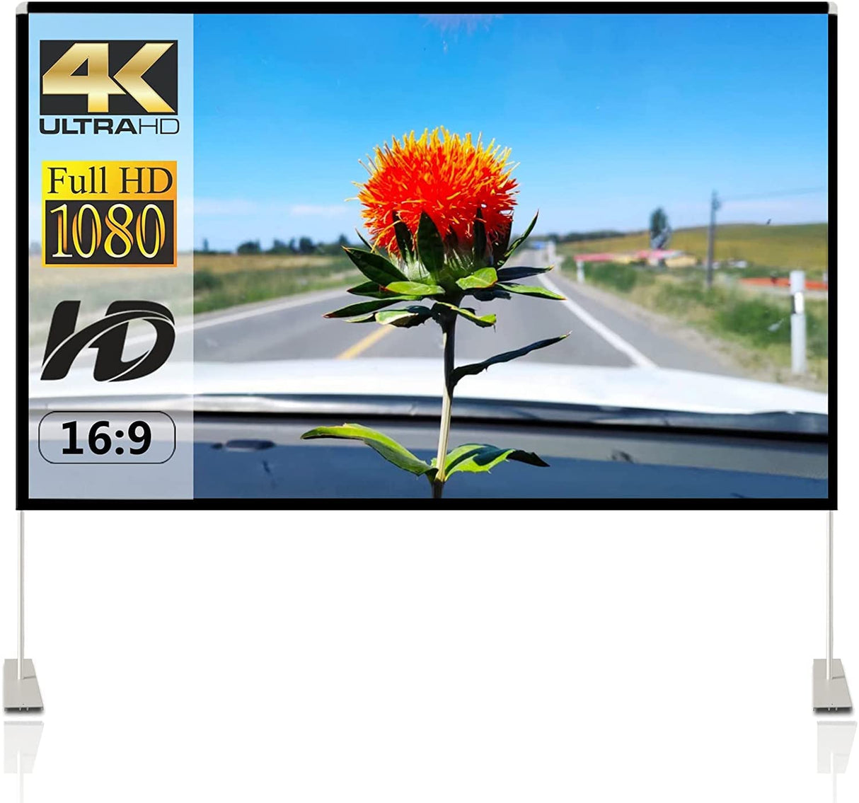 Ecrã de projeção 120″ 16: 9 com suporte desmontável