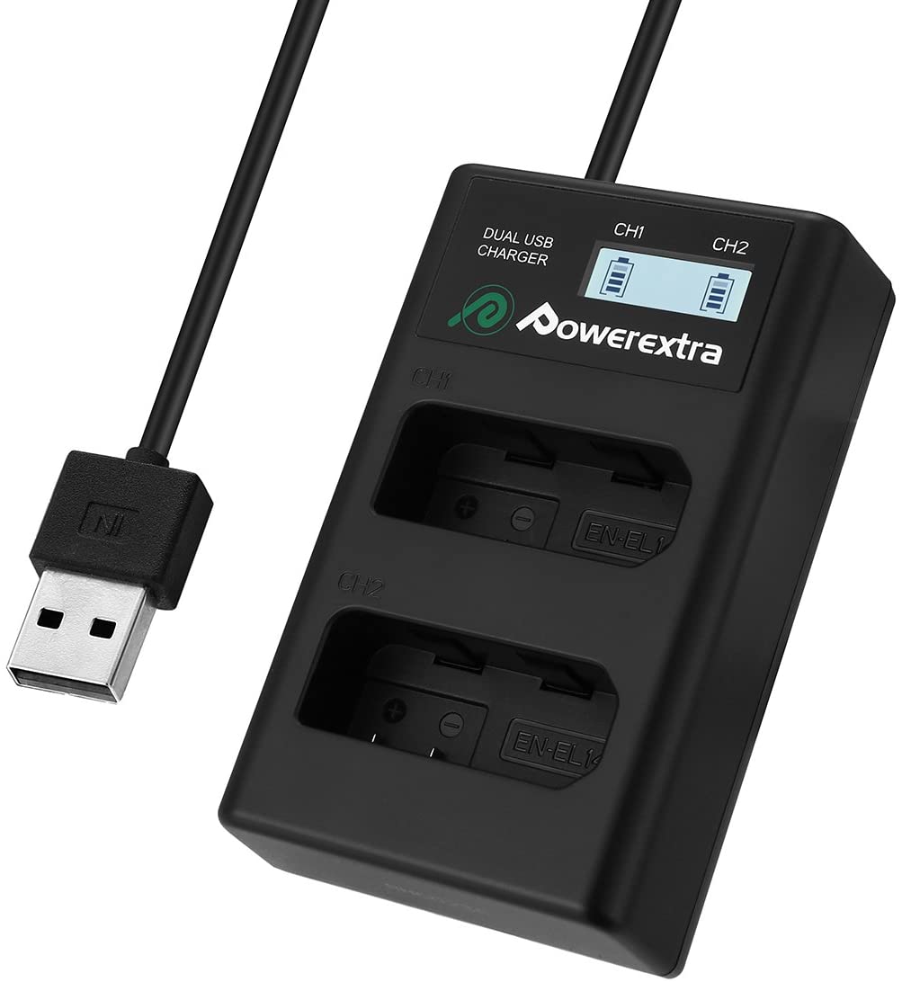 Carregador Duplo Compatível para Nikon MH-24 para EN-EL14/EN-EL14a