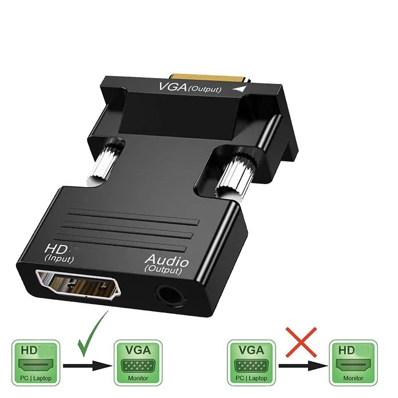 Adaptador HDMI para VGA com áudio de 3,5mm
