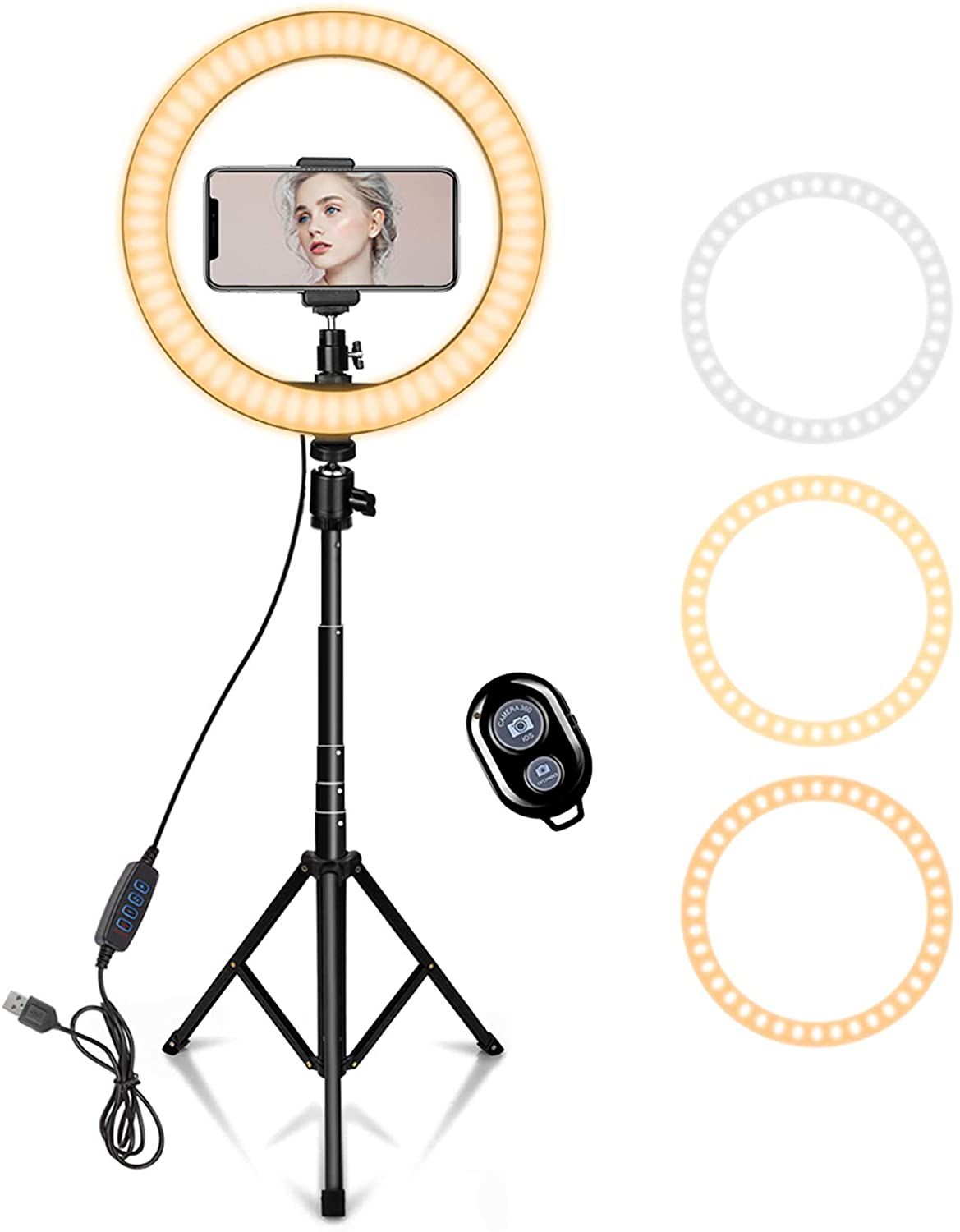 Anel de LED 10" com Tripé Extensível 1,5m Comando Bluetooth - Ring light