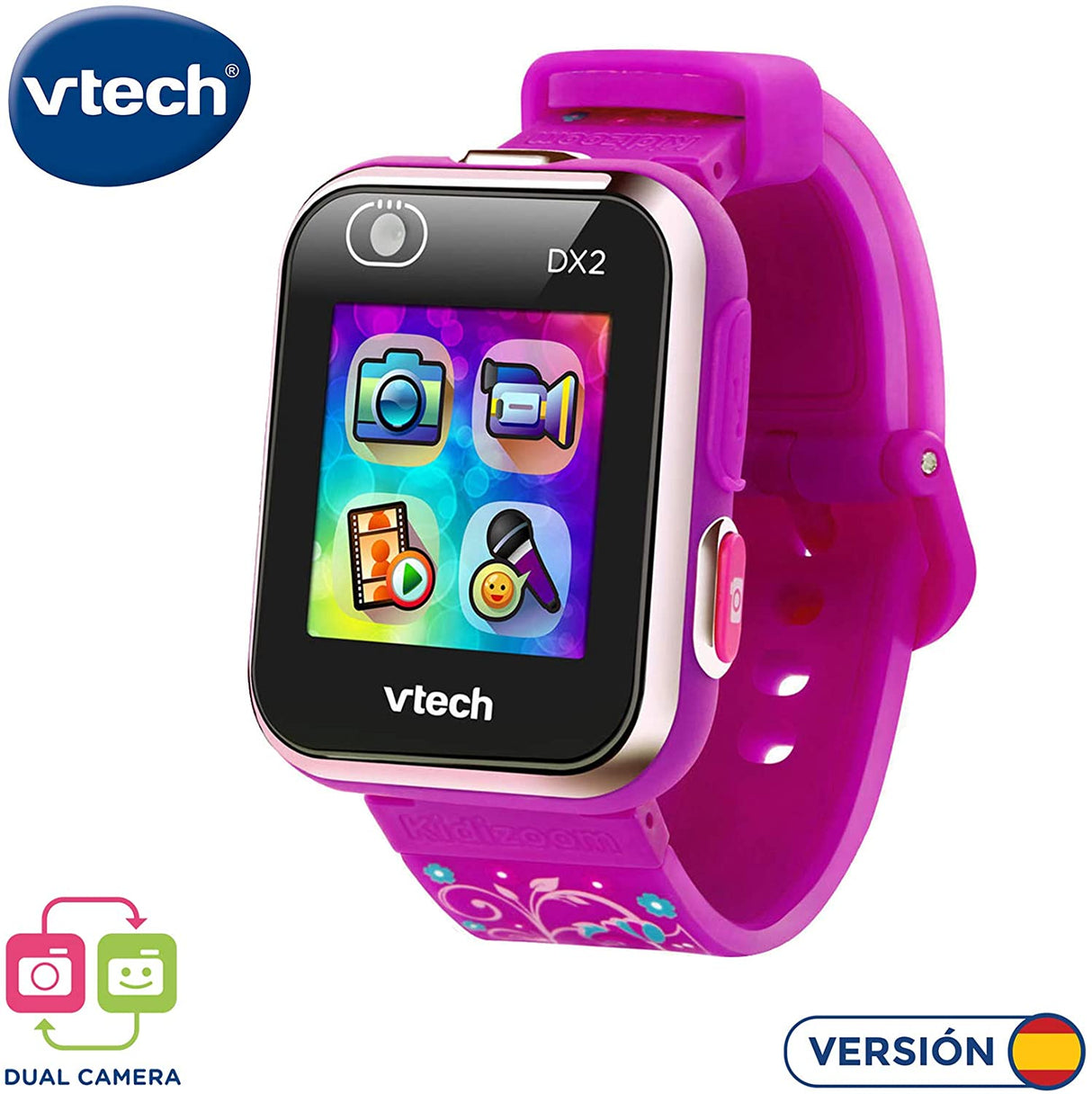VTech Kidizoom Smartwatch DX2 - Selfie Dual Câmara Roxo Floral