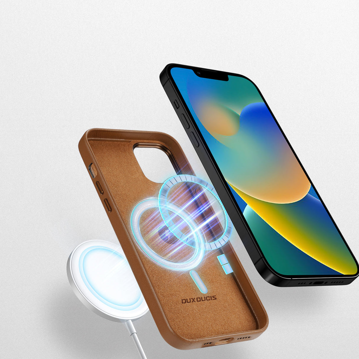 Dux Ducis Grit Capa Couro Elegante iPhone 14 (Compatível Magsafe)