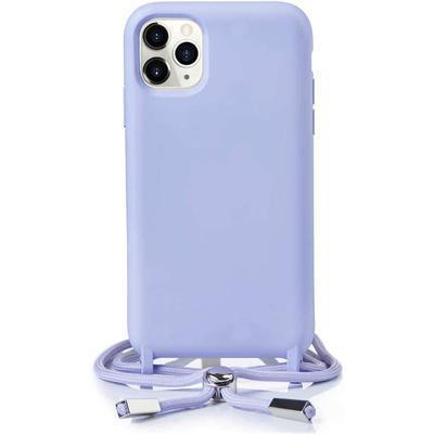 Capa com Cordão para iPhone 12 Pro Max Silicone Premium Roxo