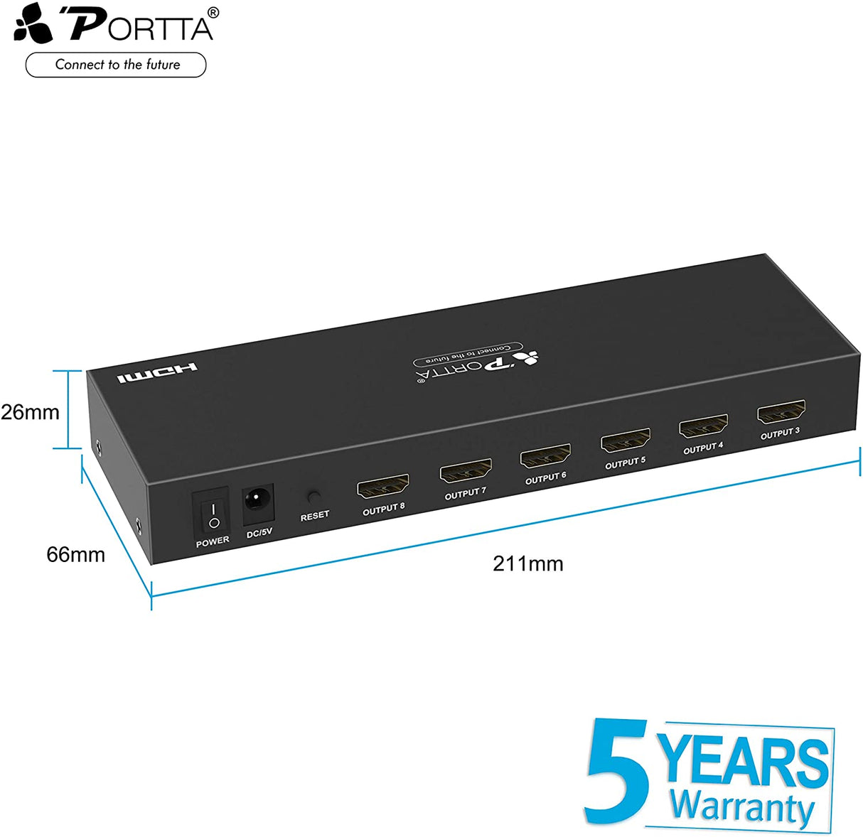 Portta Splitter Multiplicador HDMI 1 x 8 1 Entrada 8 Saídas Full HD 1080p 3D