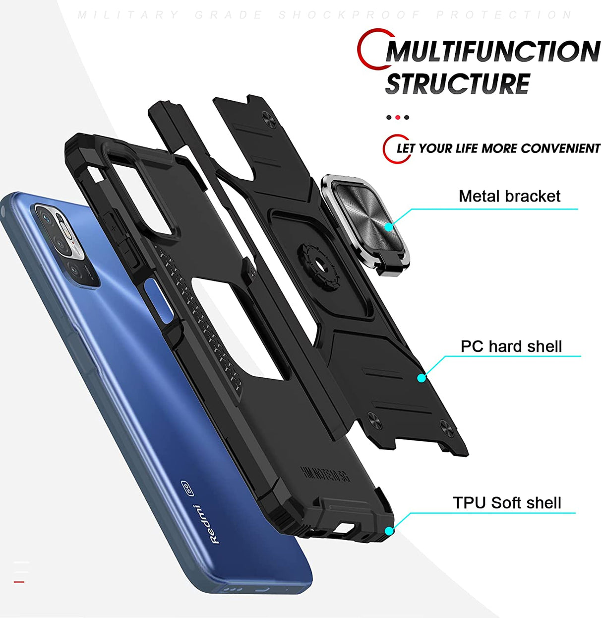 Capa Ring Armor para Xiaomi Redmi Note 10 5G