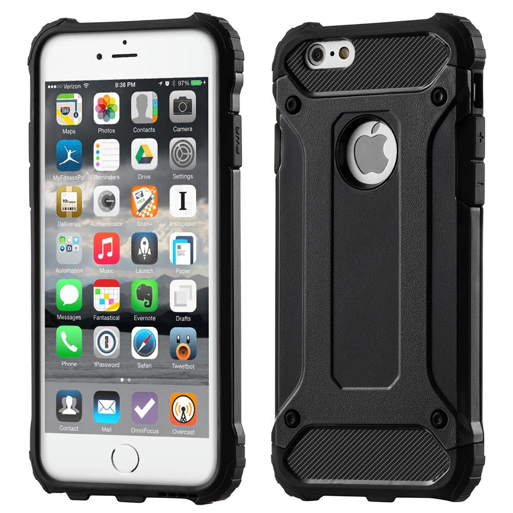 Capa Hybrid Armor Capa resistente e resistente para iPhone 6S 6 preta