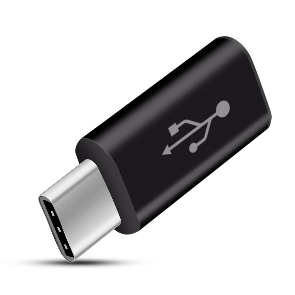 Carregamento de sincronização de dados do adaptador micro USB para USB Tipo-C preto