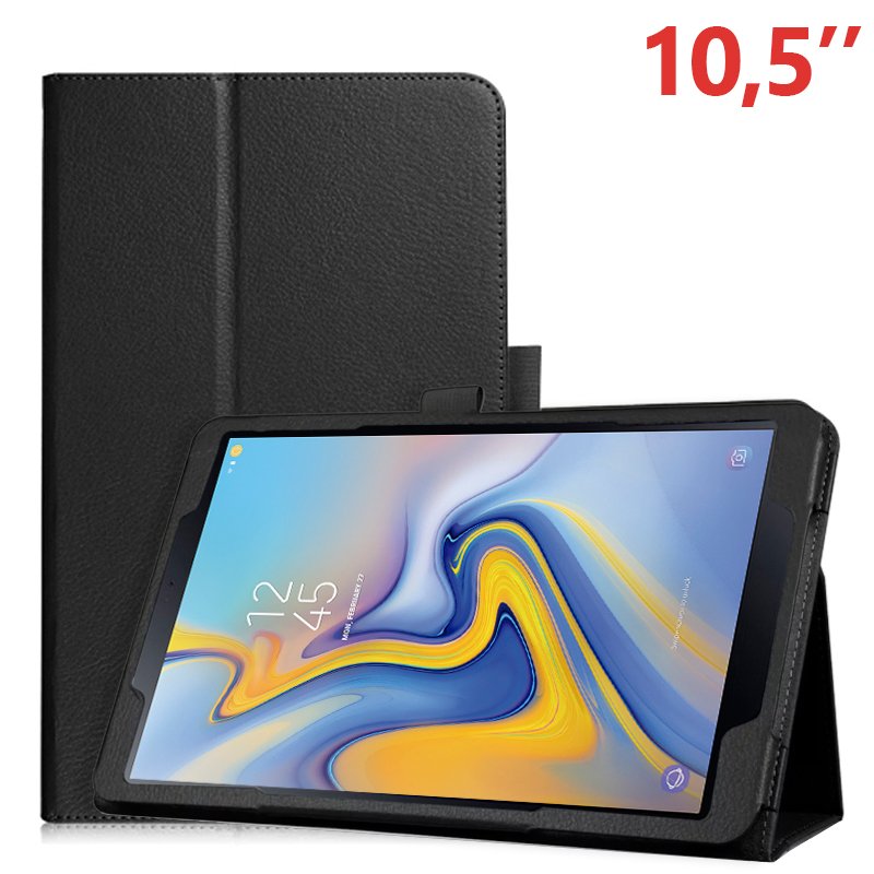 Capa em Pele para Samsung Galaxy Tab A (2018) T590 / T595 Preta Lisa 10,5 "