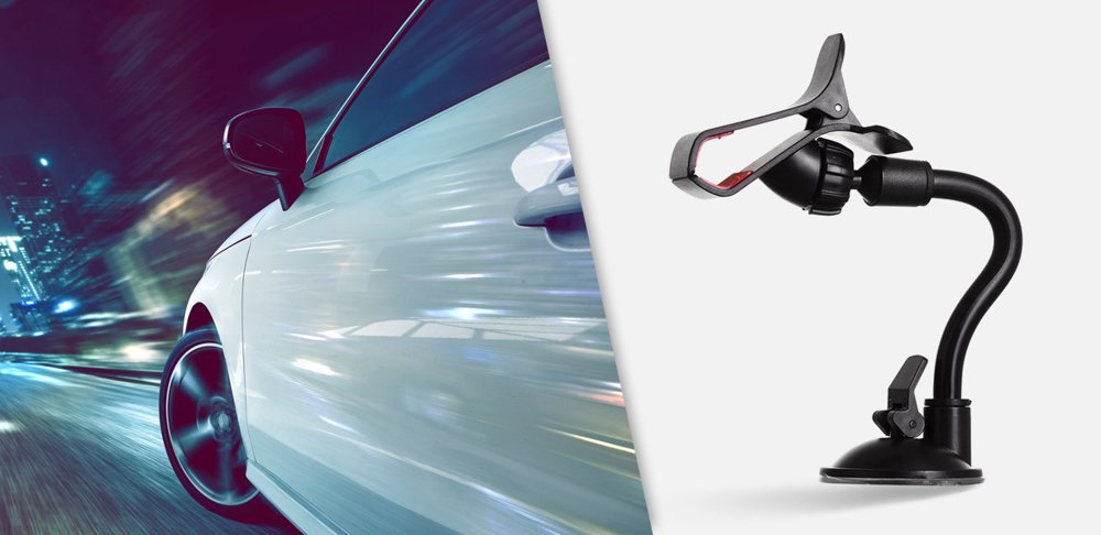 Suporte universal para telefone para pára-brisa de carro com presilha preta