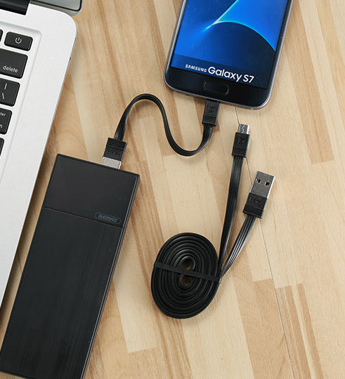 Conjunto de cabos micro USB Remax Tengy 2x USB 1M - 16CM preto