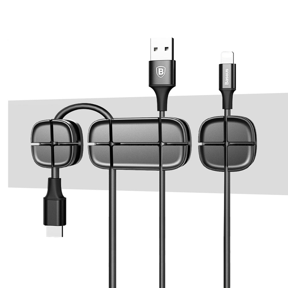 Baseus Cross Peas autoadesivo Cable Organizer Cable Clipe preto (ACTDJ-01)