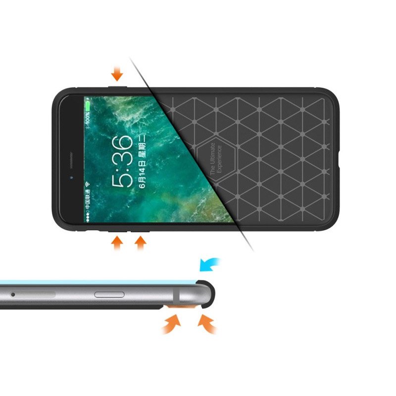 Capa carbono Capa flexível TPU para iPhone 8 - 7 preto