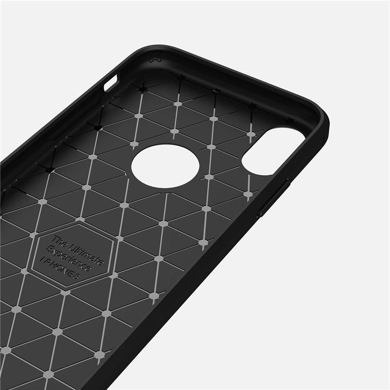 Capa carbono Capa flexível de TPU para iPhone XS - X preta