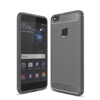 Capa Silicone Huawei P10 Lite Fibra de Carbono Cinzento