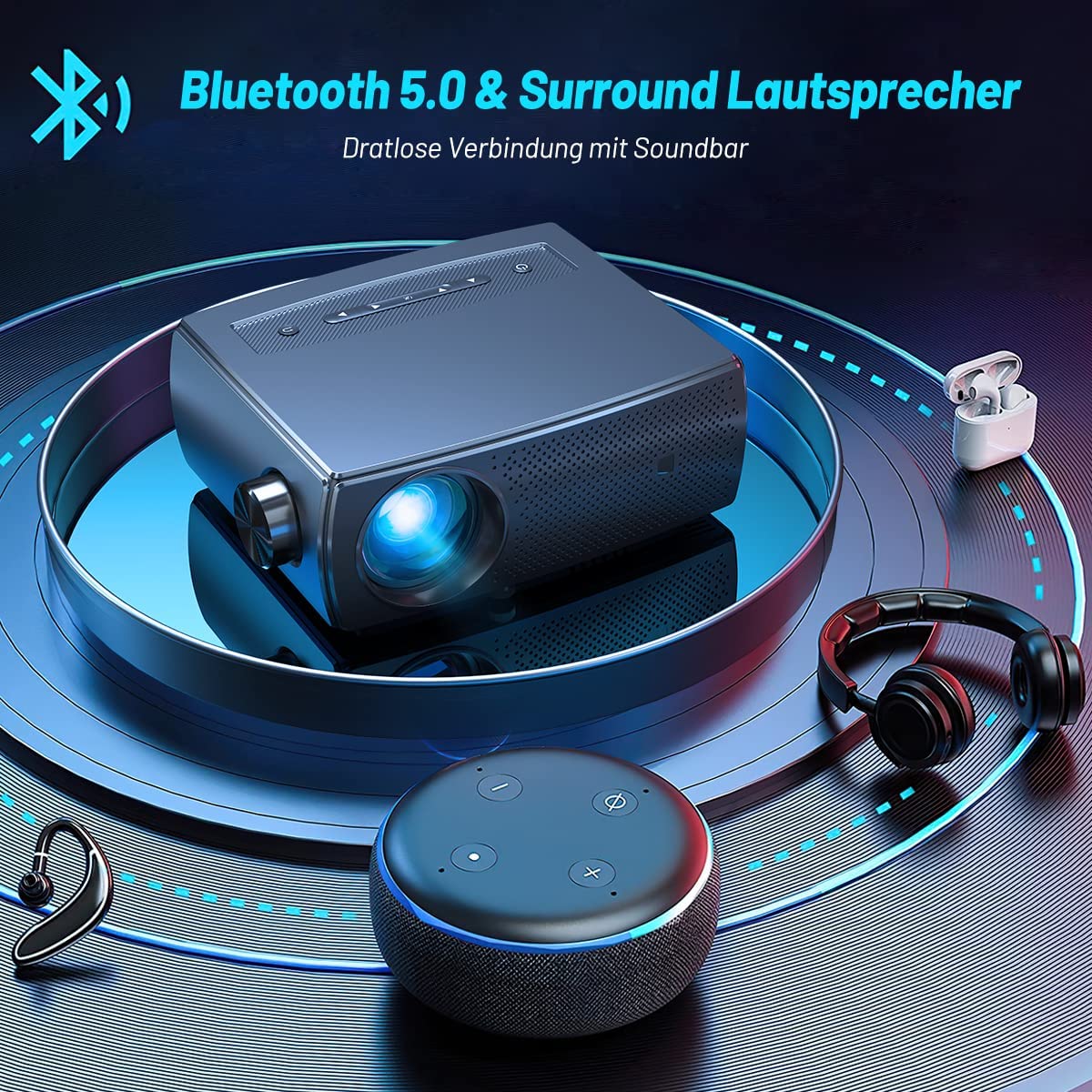 Clokowe Projetor 9500 Lux Dolby 300" WiFi 5G Bluetooth