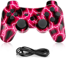 Comando Wireless DualShock 3 - para Sony PS3 - ROSA DETALHES EM PRETO- Multi4you®