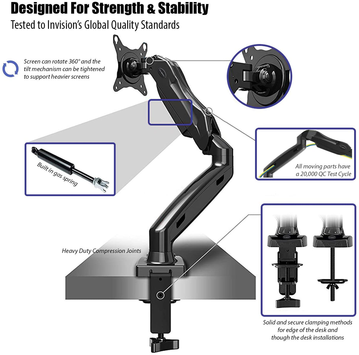 Invision Suporte de Mesa Articulado Universal para TV Monitor 17" - 27"