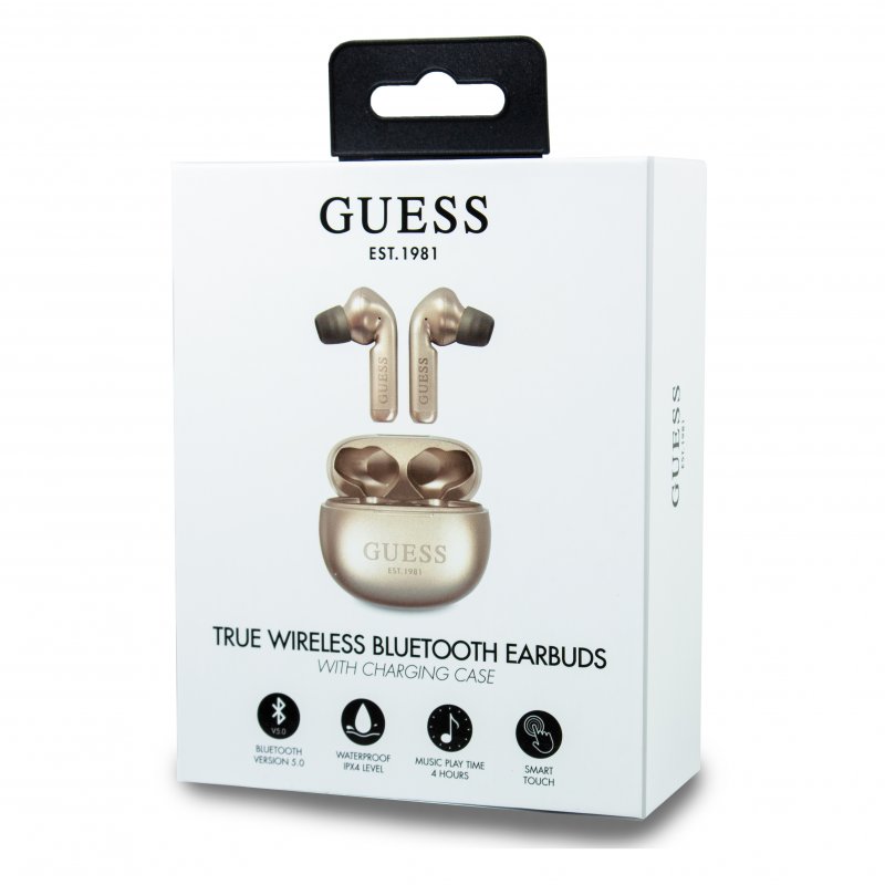 Guess Auricular Bluetooth TWS com Caixa Carregamento Gold