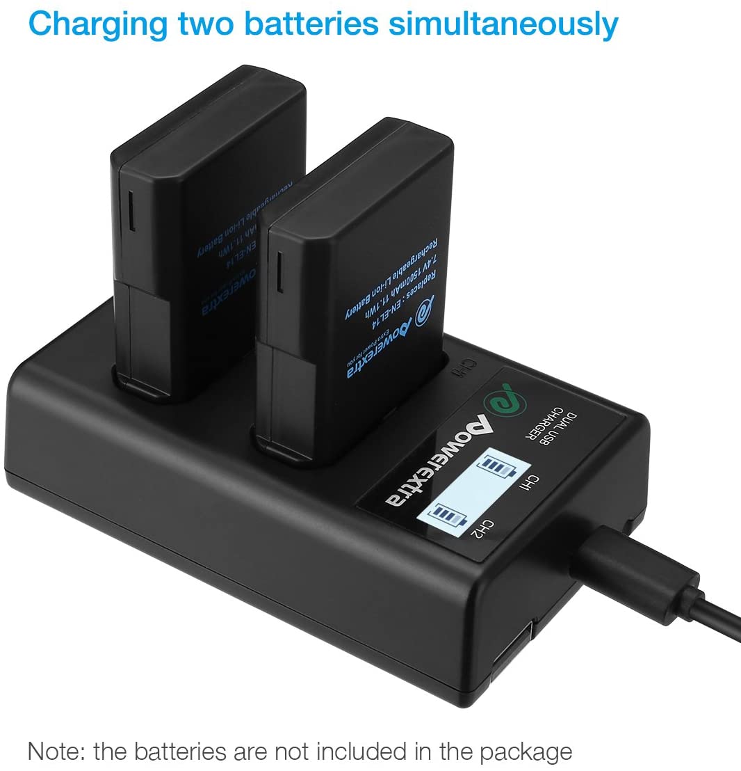 Carregador Duplo Compatível para Nikon MH-24 para EN-EL14/EN-EL14a