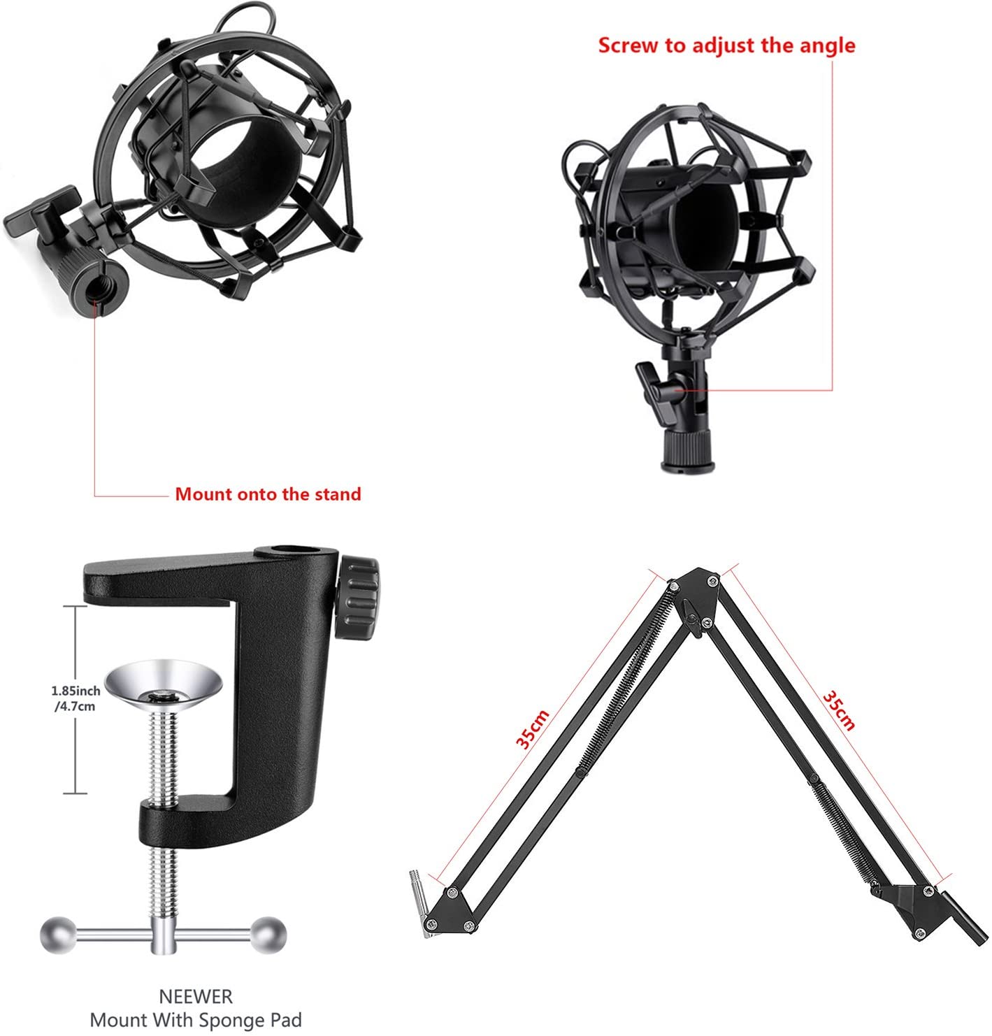 Microfone de Estúdio Neewer NW-700 - Kit Microfone + Suporte + Filtro de Gravação + Carregador + Acessórios