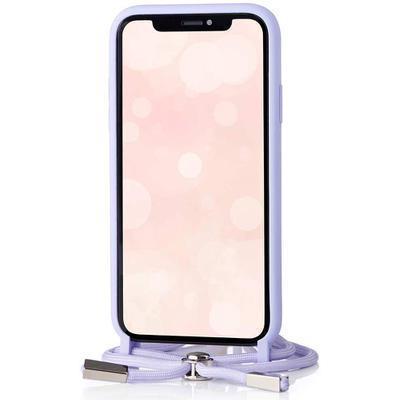 Capa com Cordão para iPhone 12 Pro Max Silicone Premium Roxo