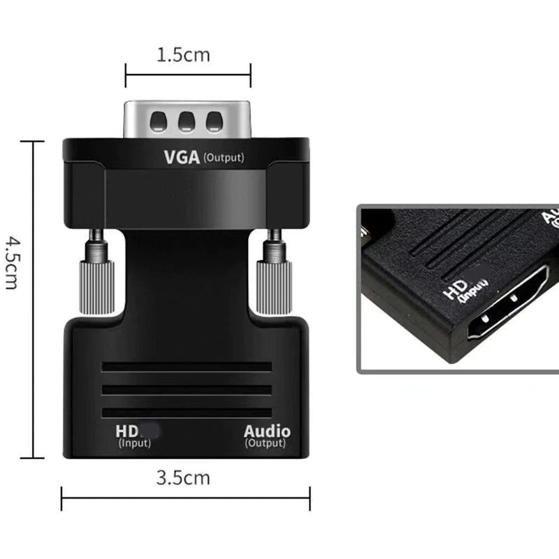 Adaptador HDMI para VGA com áudio de 3,5mm
