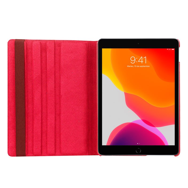 Capa IPad (2019) Case 10.2 em Couro sintético giratório vermelho