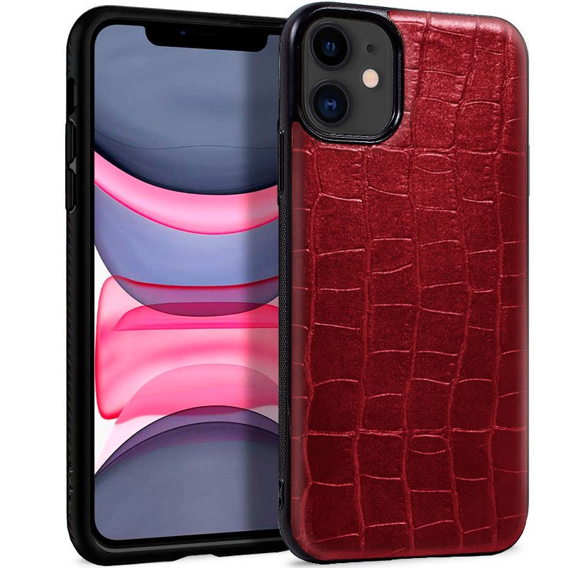 Capa Couro Vermelho do Crocodilo iPhone 11