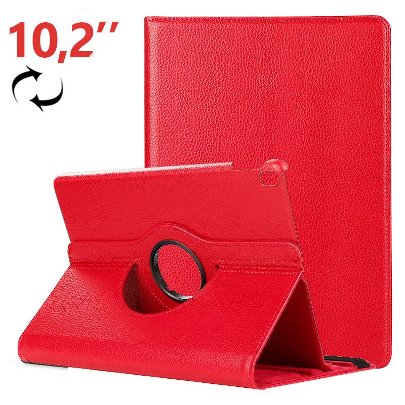 Capa IPad (2019) Case 10.2 em Couro sintético giratório vermelho