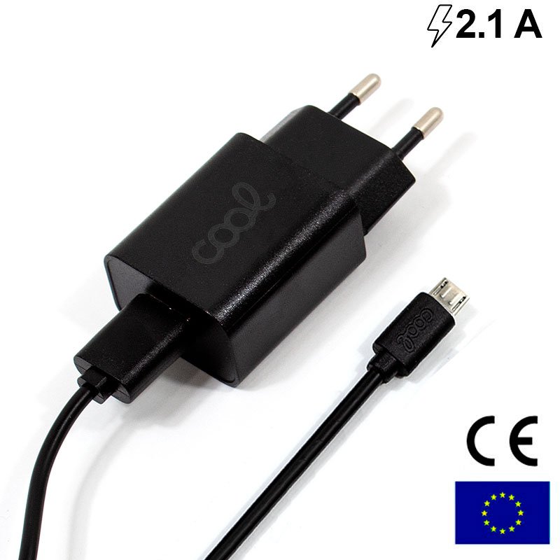 Carregador de Parede Micro-USB Universal 2.1 A Kit 2 em 1 preto