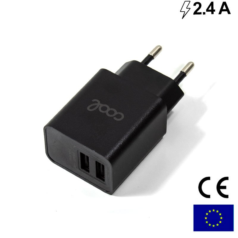 Carregador de Parede Universal Entrada 2 x USB COOL 2.4 A Preto