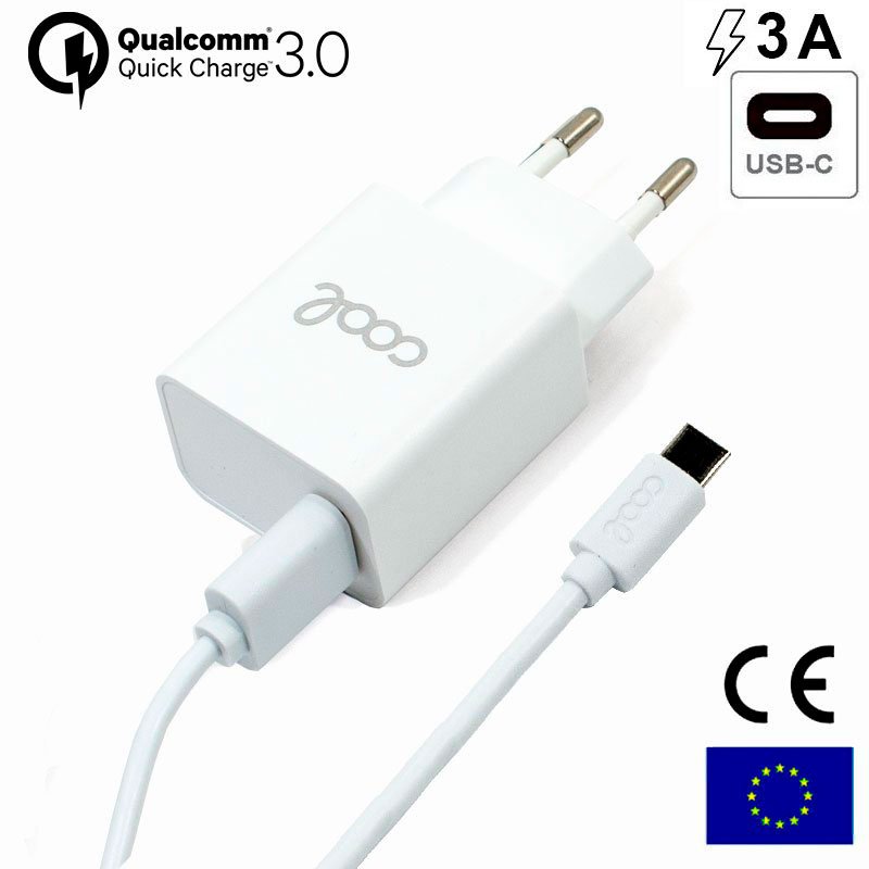 Carregador USB Tipo-C 3A (Quick Charge) Kit 2 em 1 Branco
