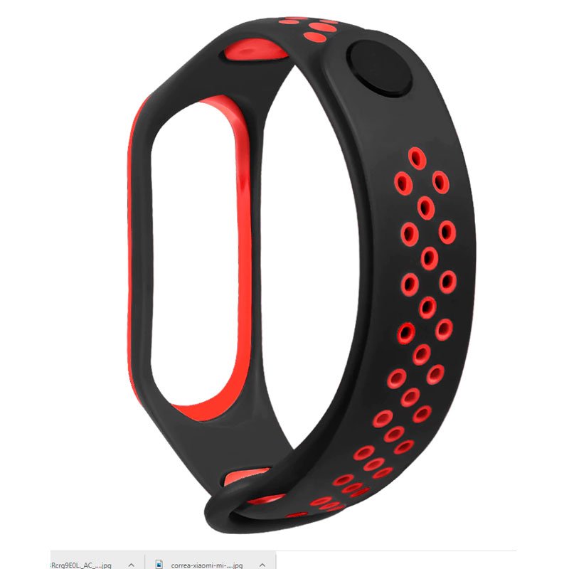 Pulseira Bracelete Xiaomi Mi Band 3 / Mi Band 4 Sport Strap Preto-Vermelho