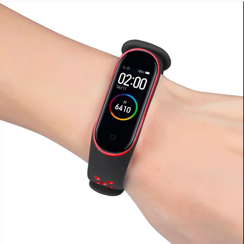 Pulseira Bracelete Xiaomi Mi Band 3 / Mi Band 4 Sport Strap Preto-Vermelho