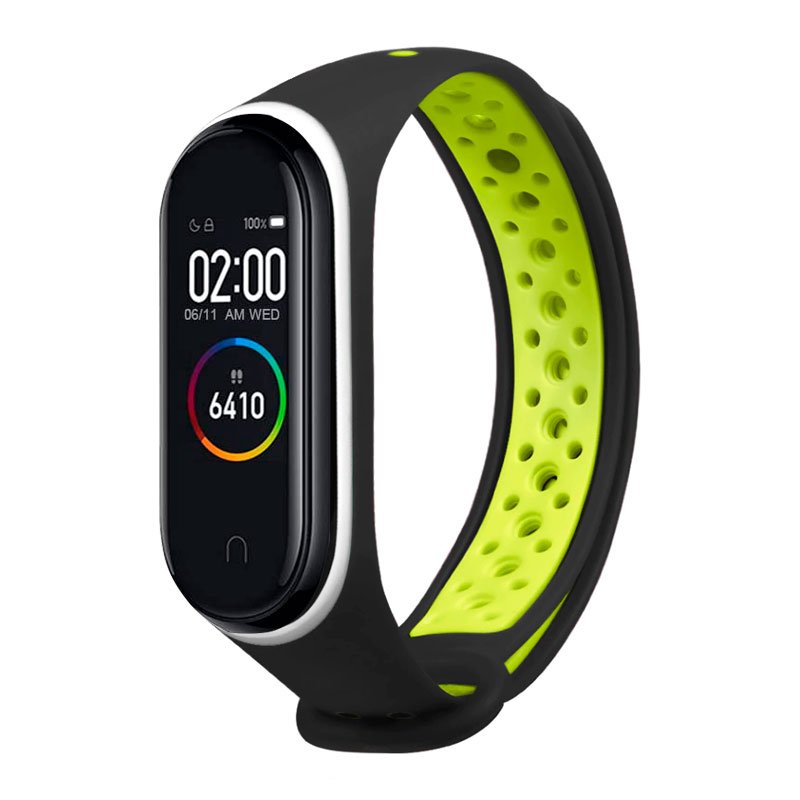 Pulseira Bracelete Xiaomi Mi Band 3 / Mi Band 4 Sport Strap Preto-Verde