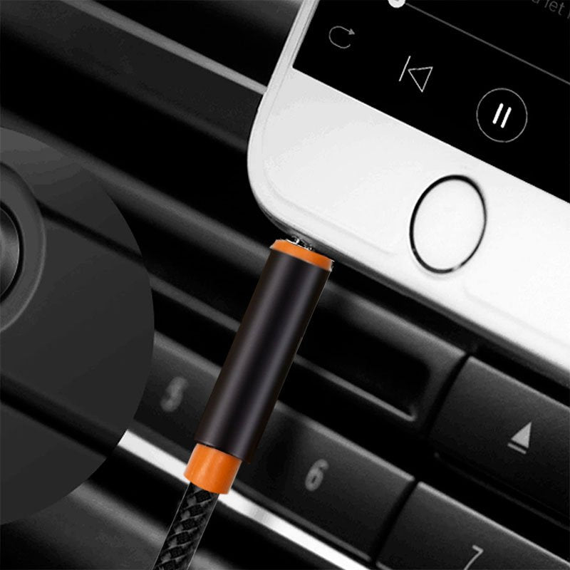 Cabo 3,5 mm a Jack 3,5 mm Áudio-Áudio Nylon Preto (1m)