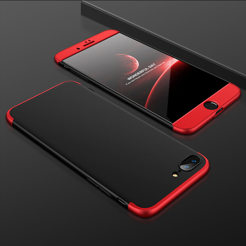 Capa de proteção GKK 360 frontal e traseira Capa de corpo inteiro Apple iPhone 8 - 7 preto e vermelho