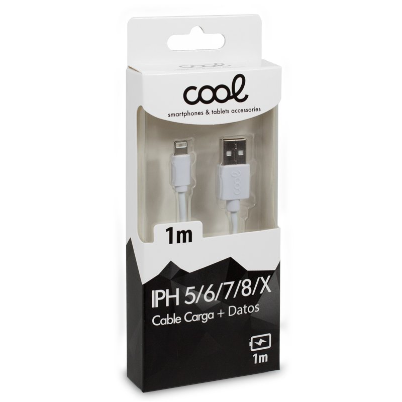 Cabo USB IPhone 5/6/7/8/8 Plus / IPhone X / IPad (teste compatível OK) COOL 1m Branco