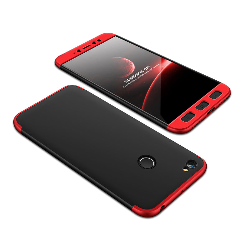 GKK 360 Capa de Proteção Frente e Traseira Capa Completa Xiaomi Redmi Note 5A Prime preto-vermelho