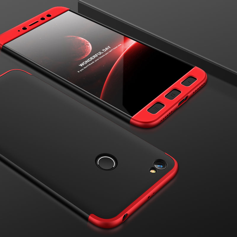 GKK 360 Capa de Proteção Frente e Traseira Capa Completa Xiaomi Redmi Note 5A Prime preto-vermelho